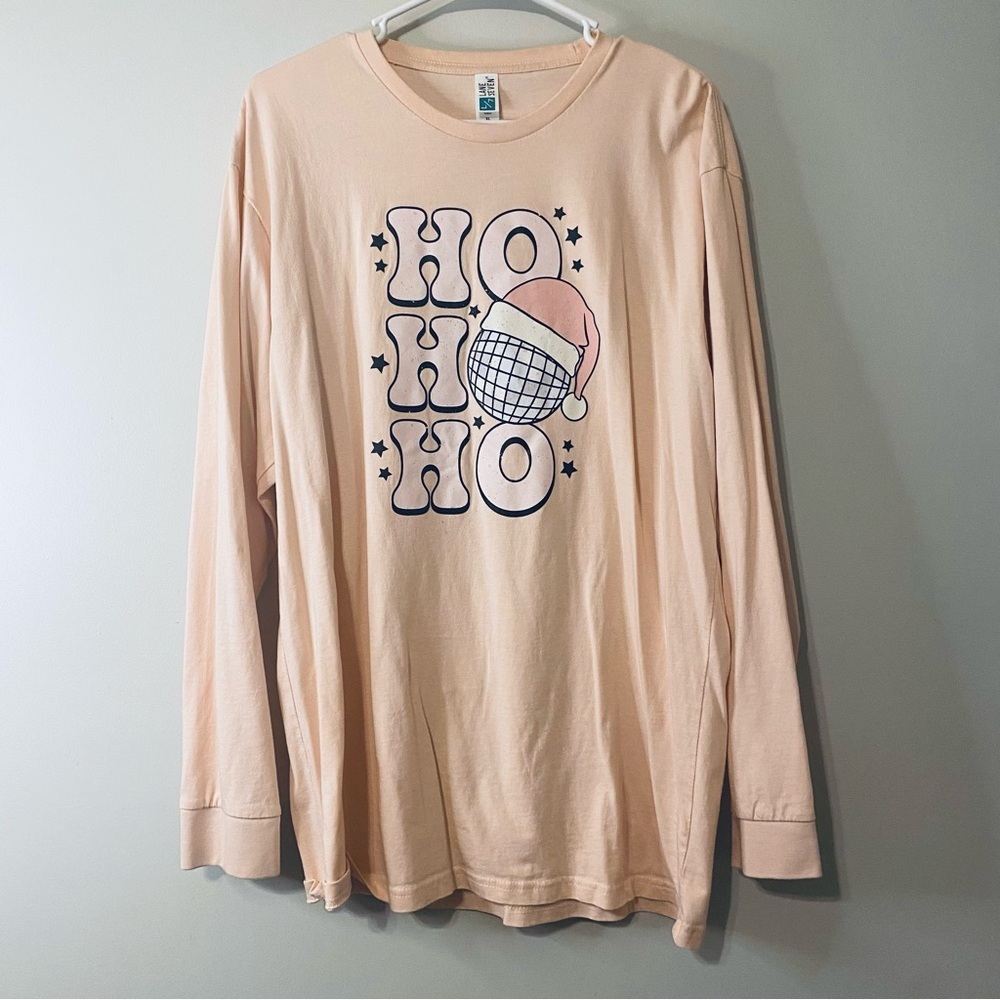 Light Pink DISCO SANTA  Long Sleeve Tee